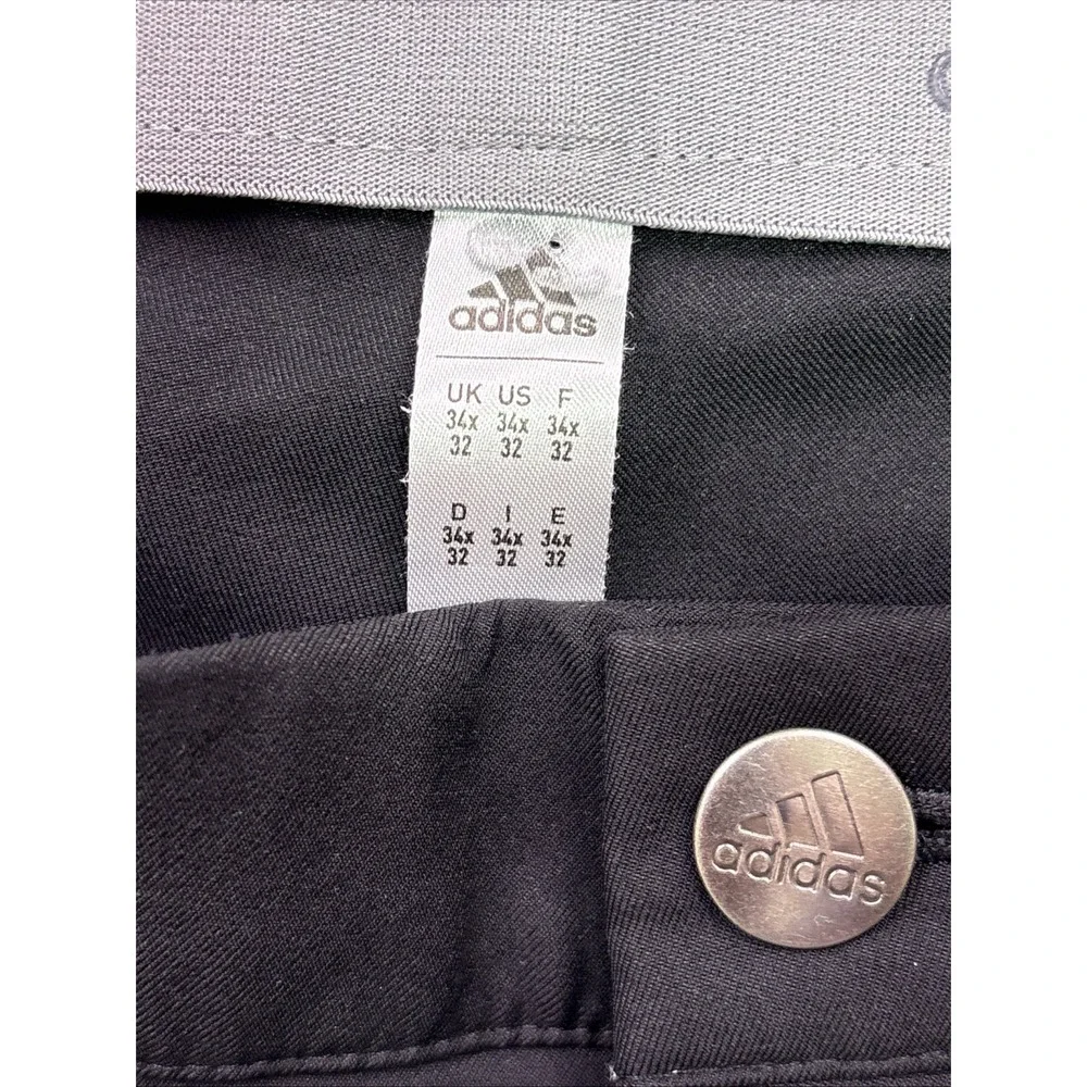 Adidas Pants Men 34 x32  BLACK  Straight Golf Flat Front  Climacool PERFORMANCE